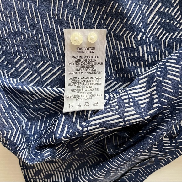 Ben Sherman Blue Leaf Pattern Button Up Short Sleeve Shirt Size Medium - Picture 8 of 11